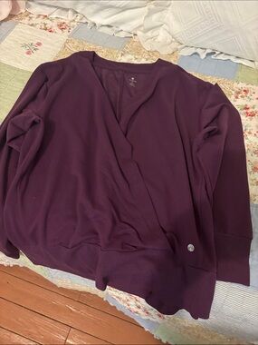 Apana Plum Wrap-Front Pullover Sweatshirt